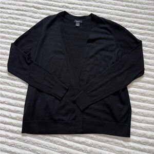 Halogen Black Merino Wool Acrylic Open Cardigan Sweater S Long Sleeve Women